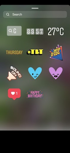 stickers and GIFs are available to add in your IG Reel
