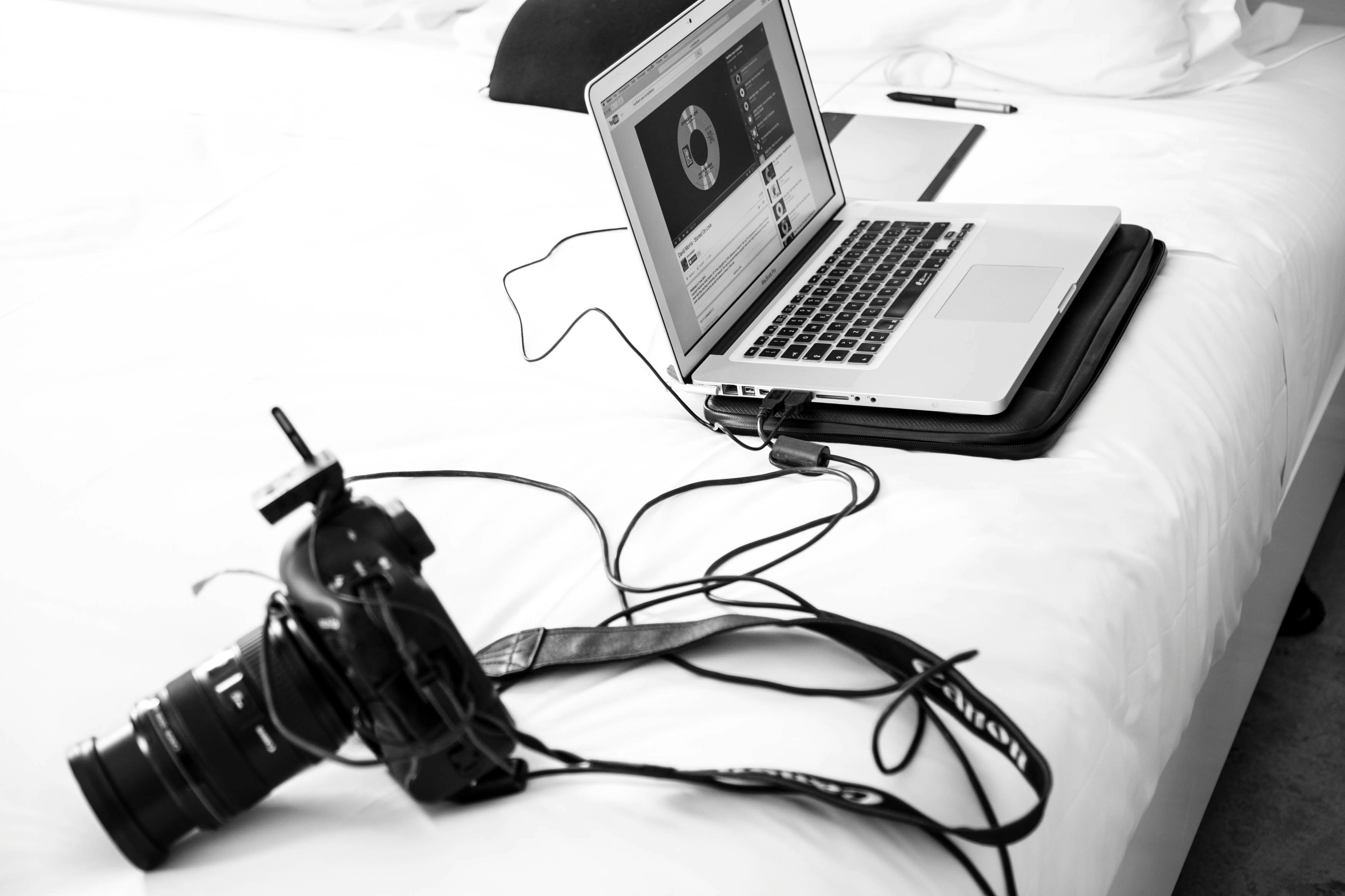 Computer on the table with coffee