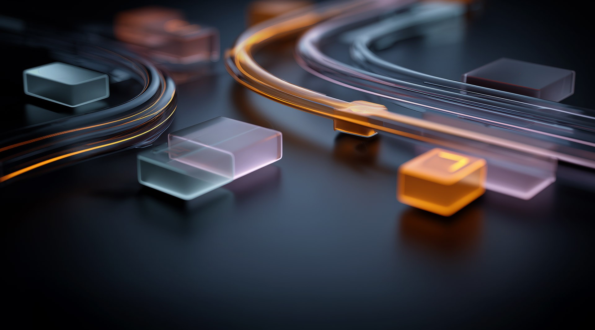 Abstract image created using AI depicting agentic workflows as multi-coloured blocks and movement of data