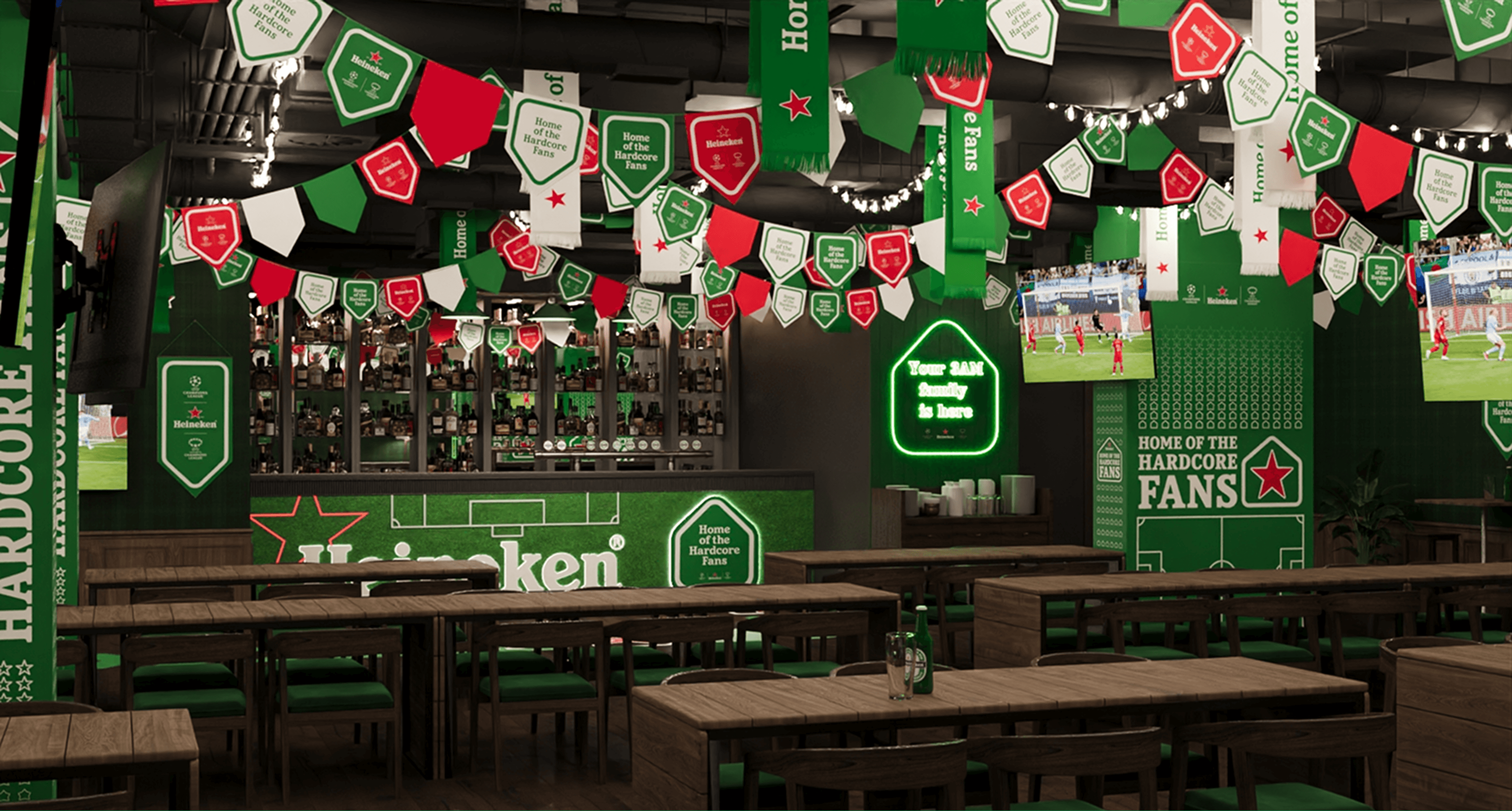 Second bar zone visual for Heineken offline activation event designed and developed by our team"
