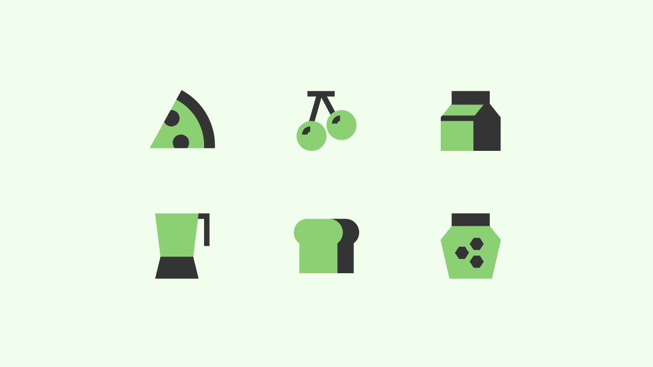 Sharp Flat Food Icon Set