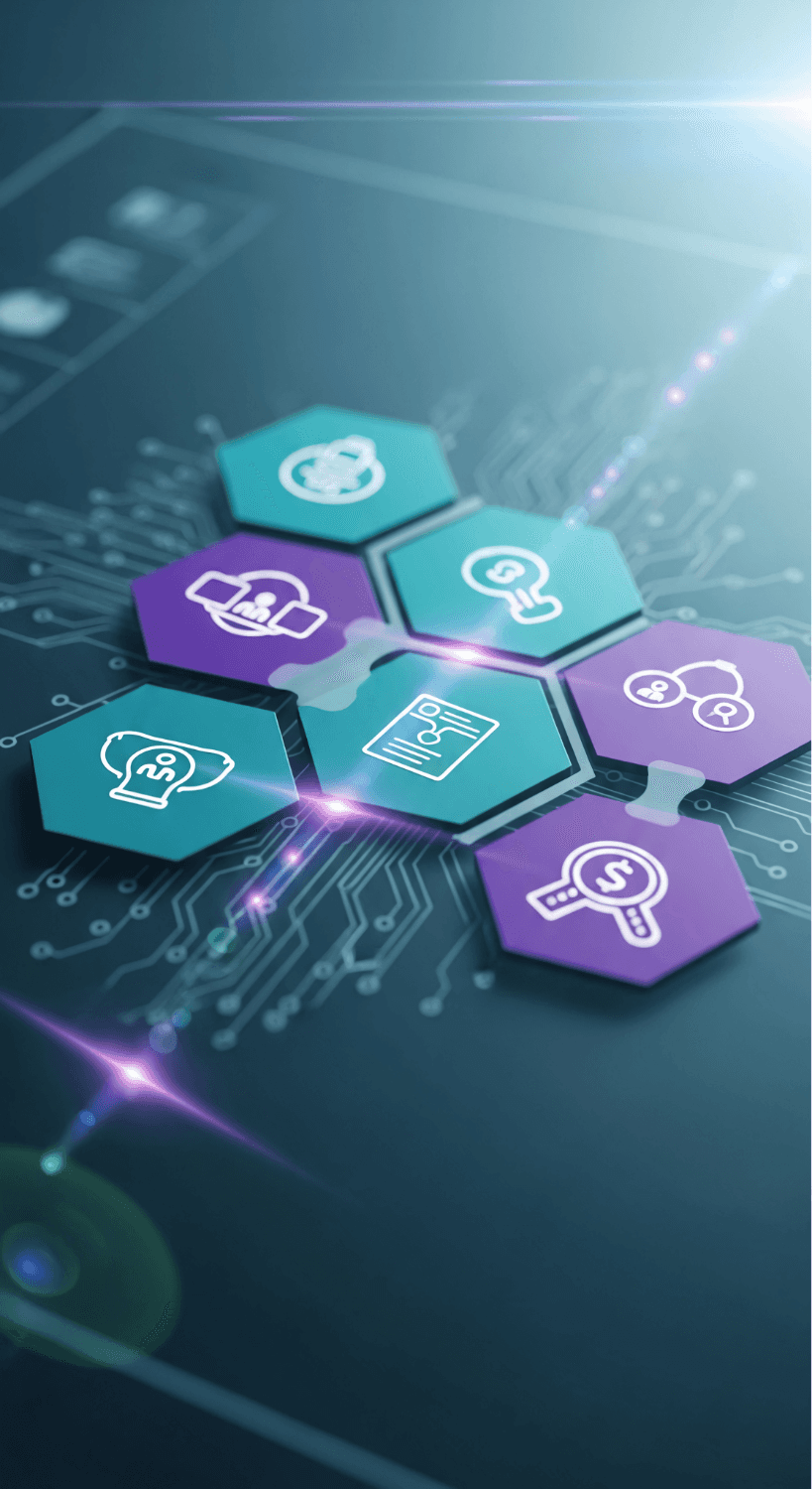 A smiling woman with her arms crossed, standing against a dark green background. She has long, dark hair.