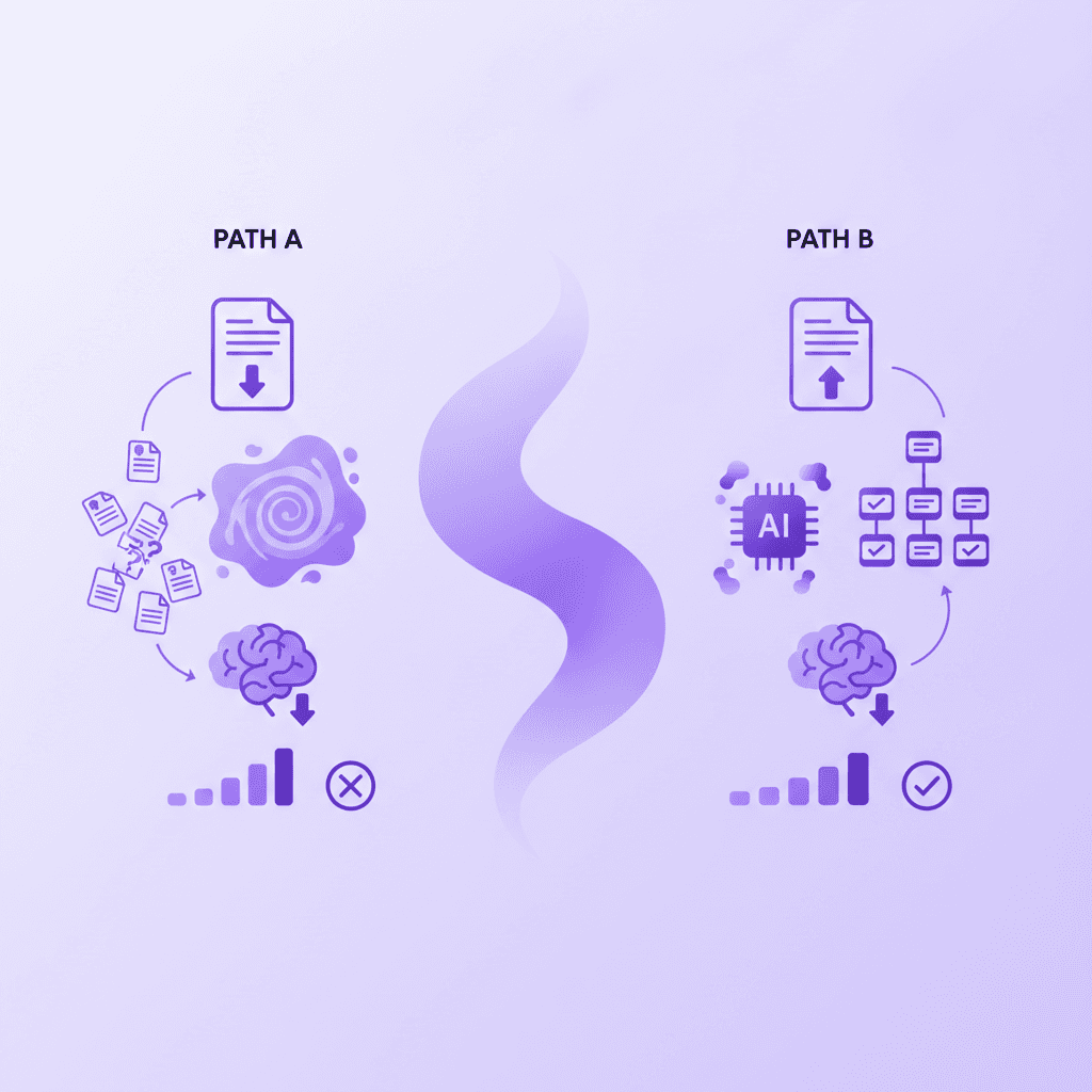 Flowchart showing the benefits of personalized AI study materials over generic crowdsourced decks
