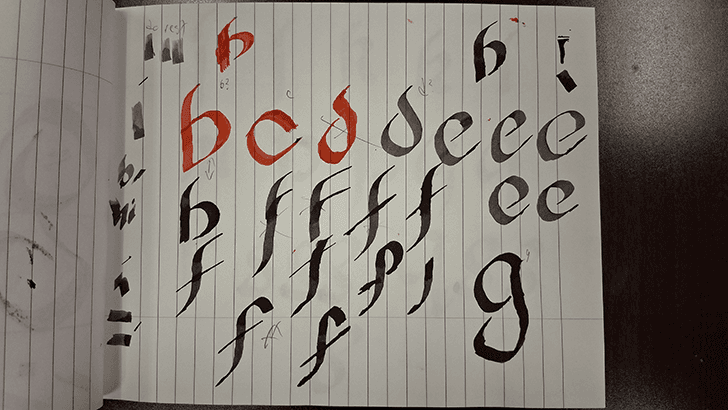 Sketches of b, c, d, e, f, and g.