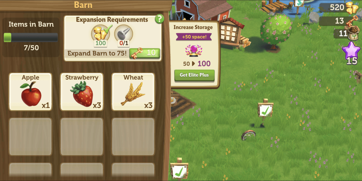 Barn inventory: extra space perk