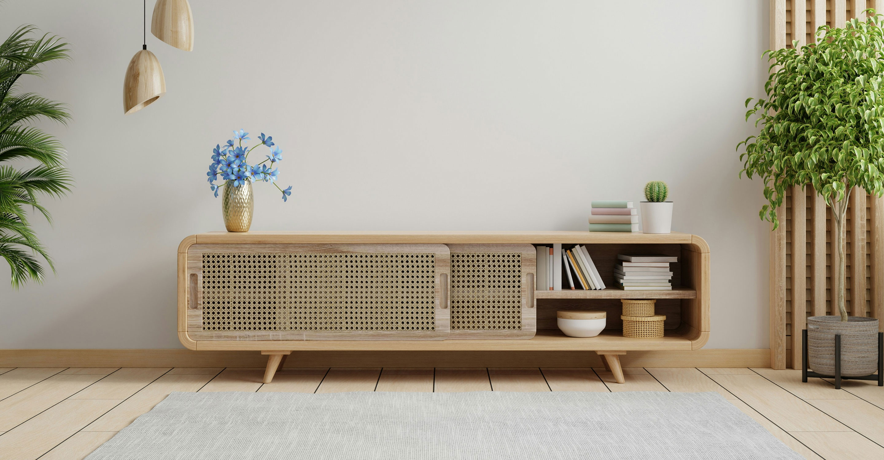 tv-cabinet-with-white-color-wall-on-wood-flooring3d-rendering