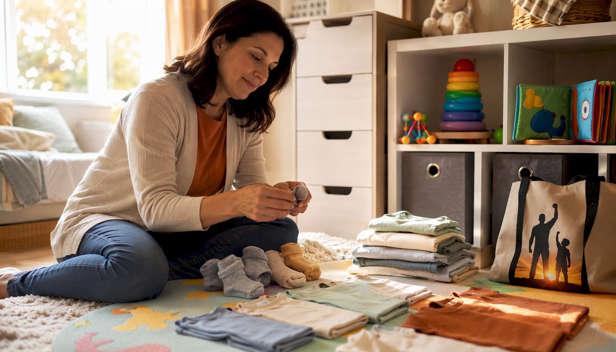 Caregiver preparing tactile-friendly clothing