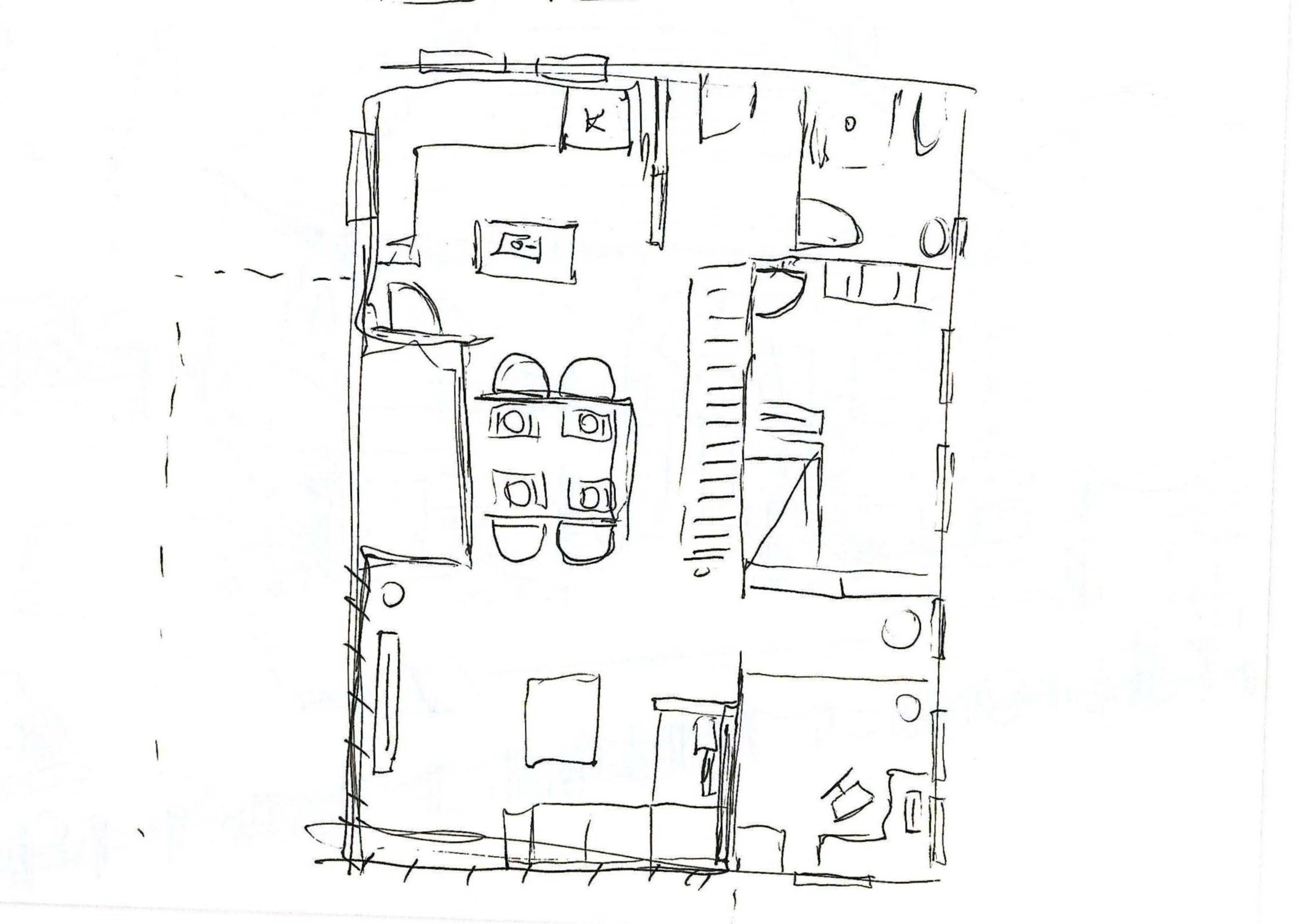 Isometrische Zeichnung eines Bauprojekts mit mehreren Gebäuden und markierten Strukturen in Rot