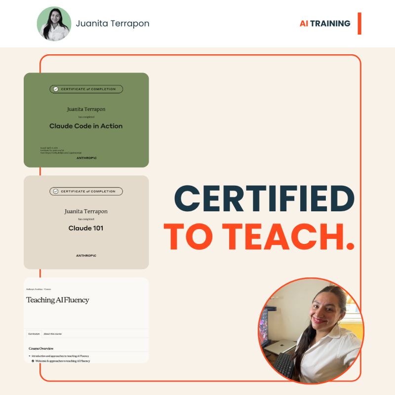 Juanita Terrapon certificates from Claude to teach AI