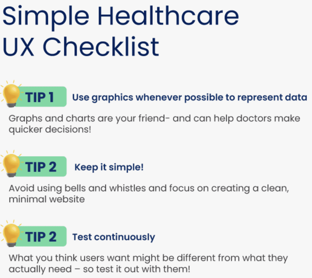 healthcare UX checklist