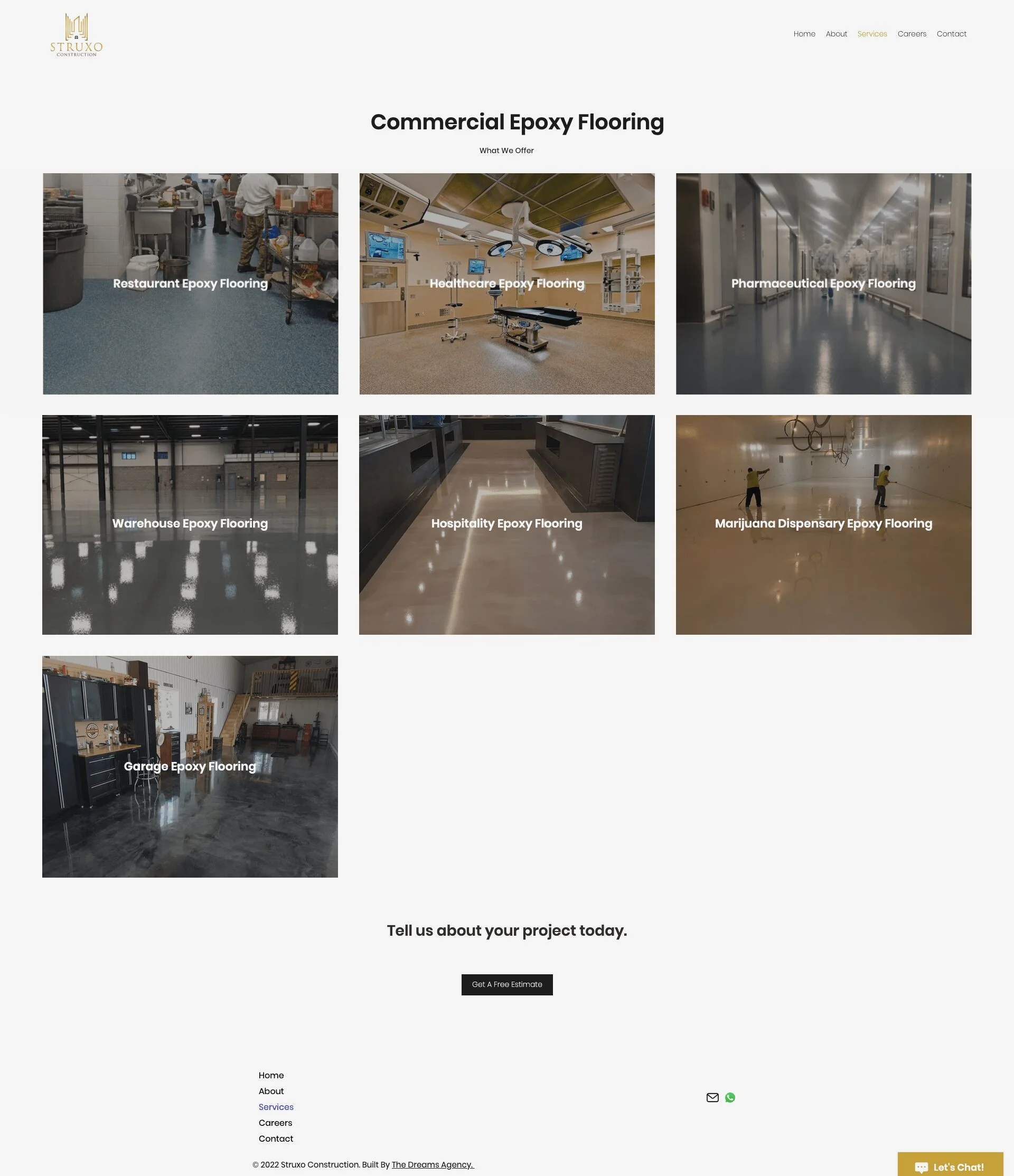 commercial-Epoxy-Flooring page for struxo website developed & designed by Dreams Agency Mississauga, Ontario