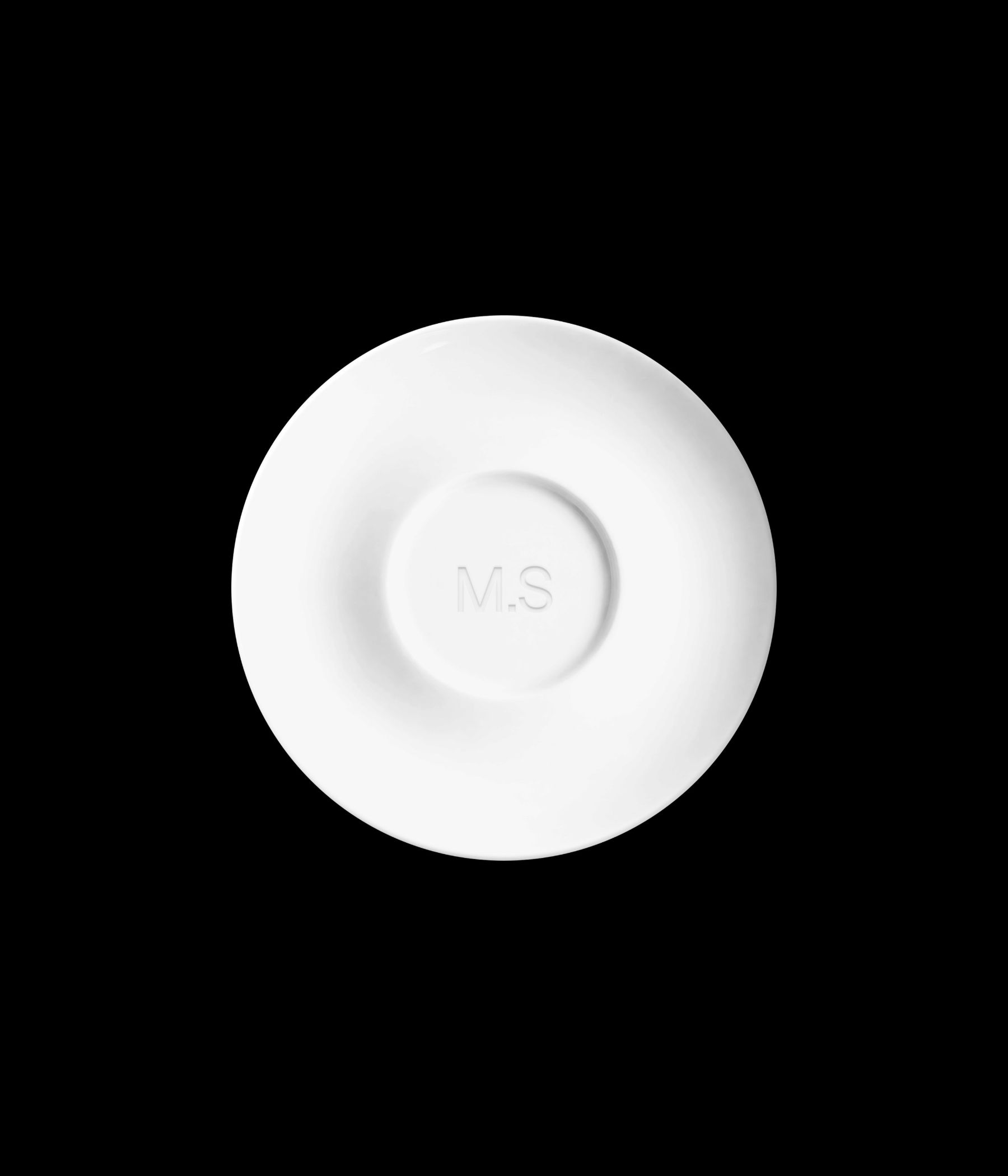 Saucer mockup with debossed logo on clean ceramic surface for branding