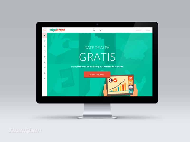 Página de registro gratuita en plataforma de marketing en monitor de Trip & Treat