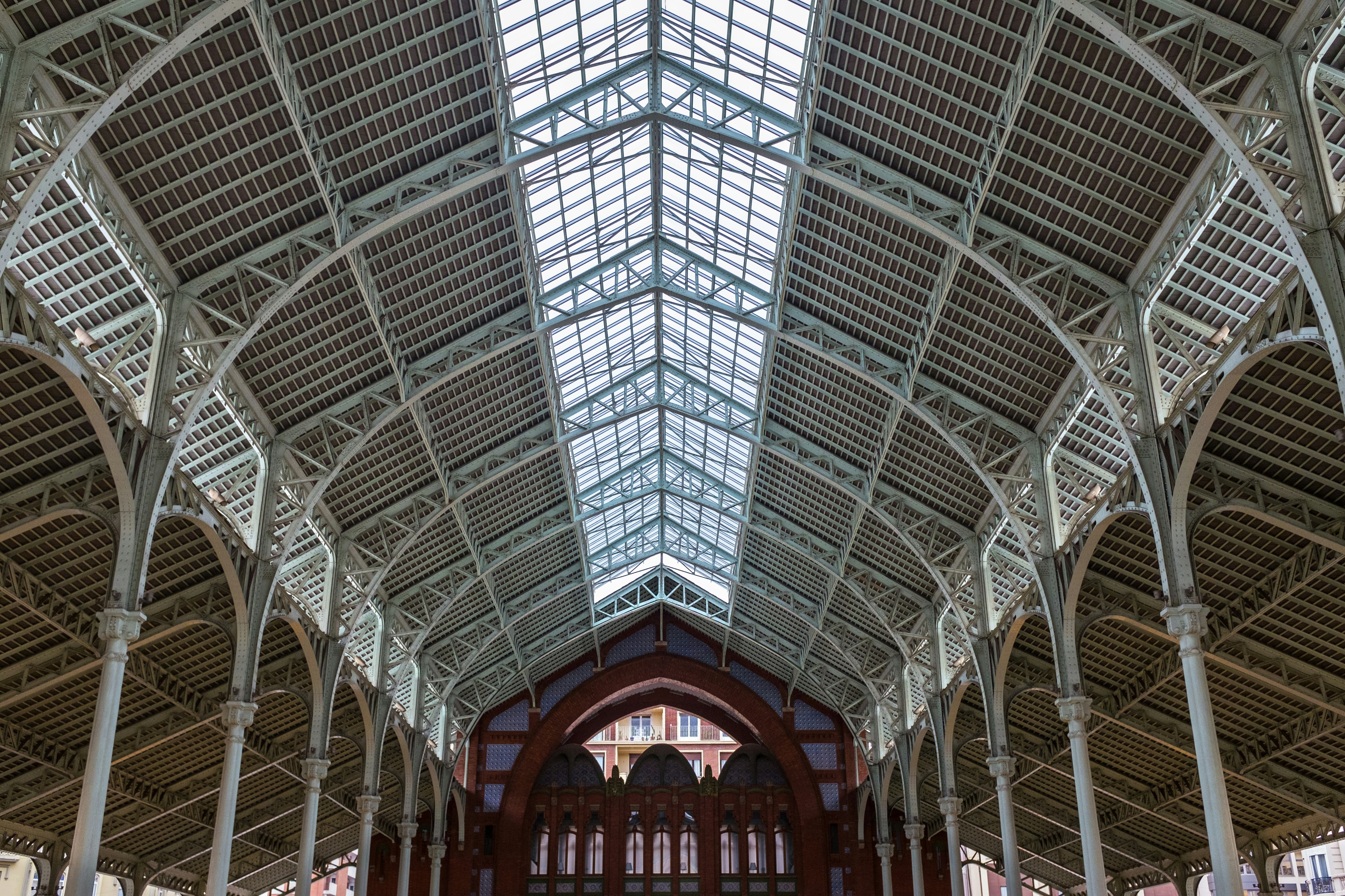 A top-down view of a traditional hall showing its roof design.