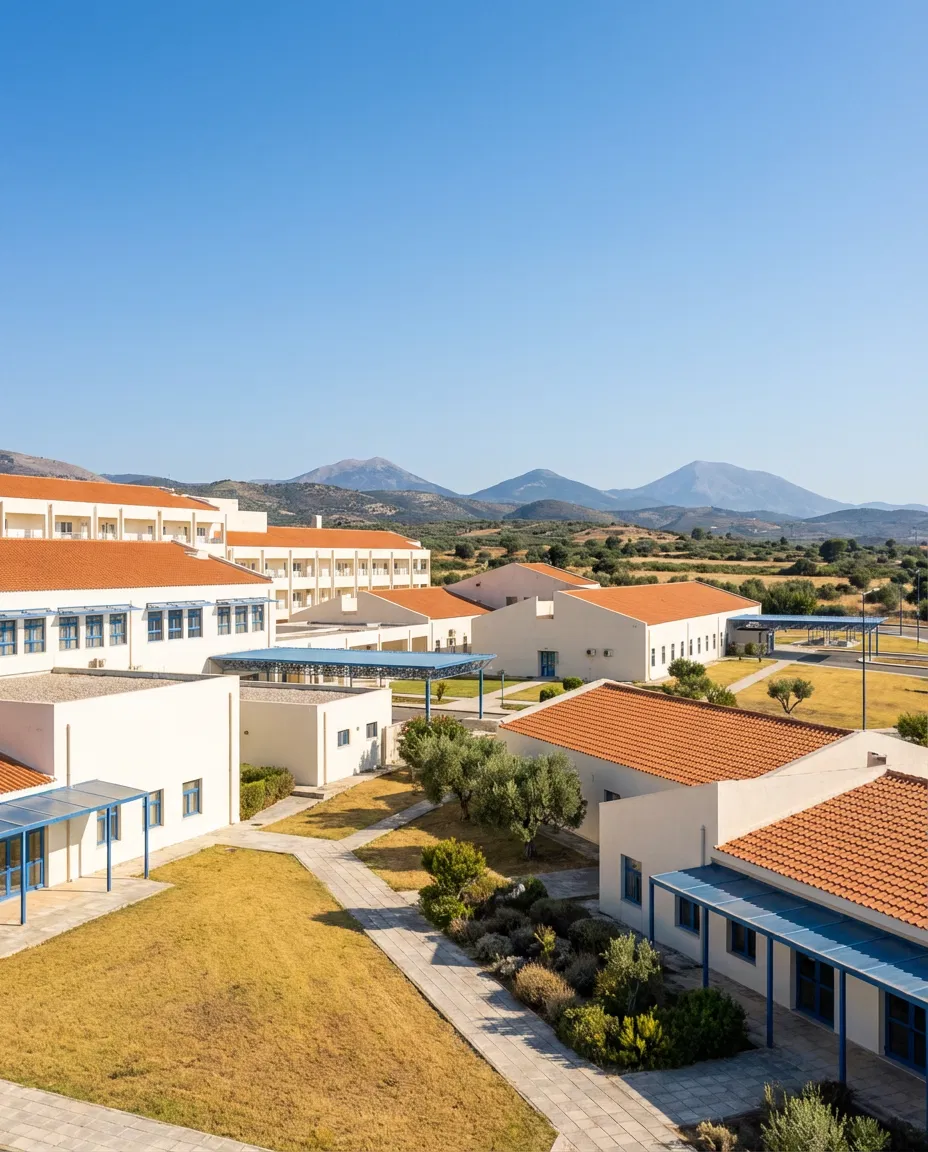 Exterior view of a generic hospital building in Greece.
