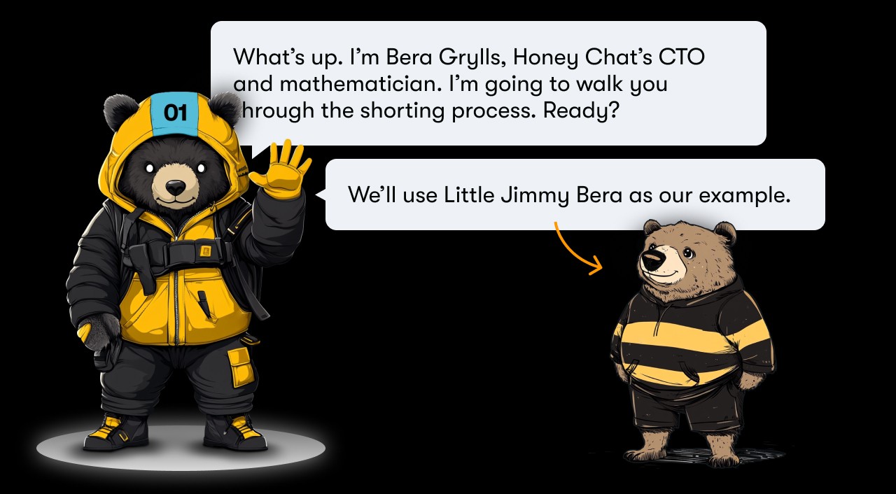 Bera Grylls, Honey Chat's CTO and mathematician, greets you and introduces Little Jimmy Bera.