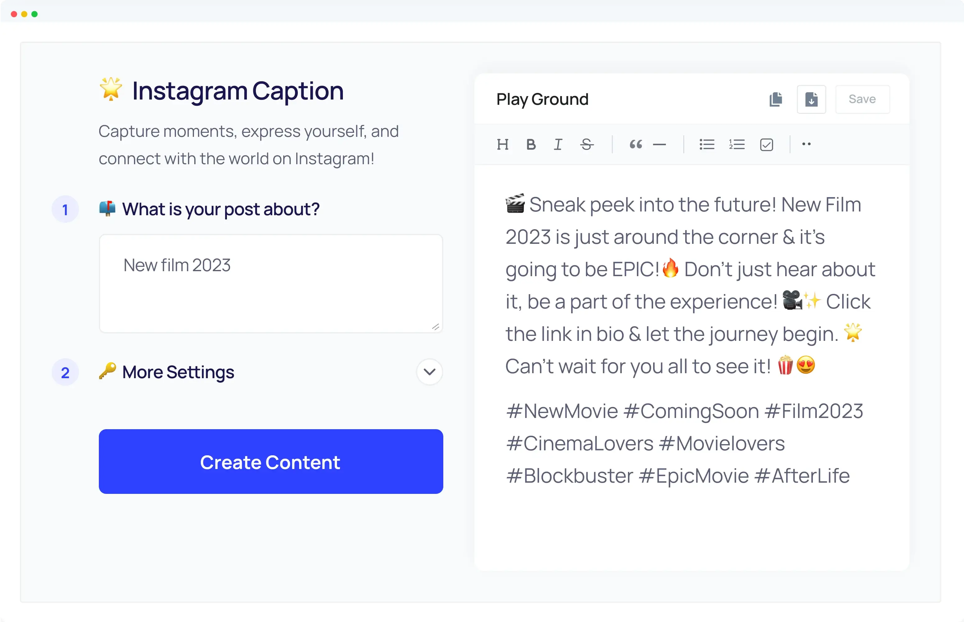 Instagram Caption Generator Example - 4