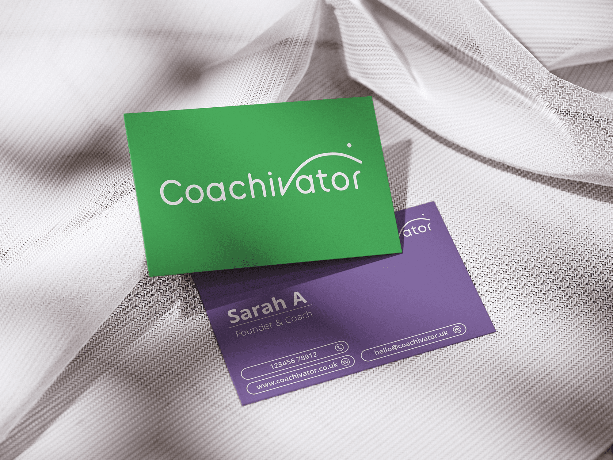 Coachivator business card design - Green & Purple