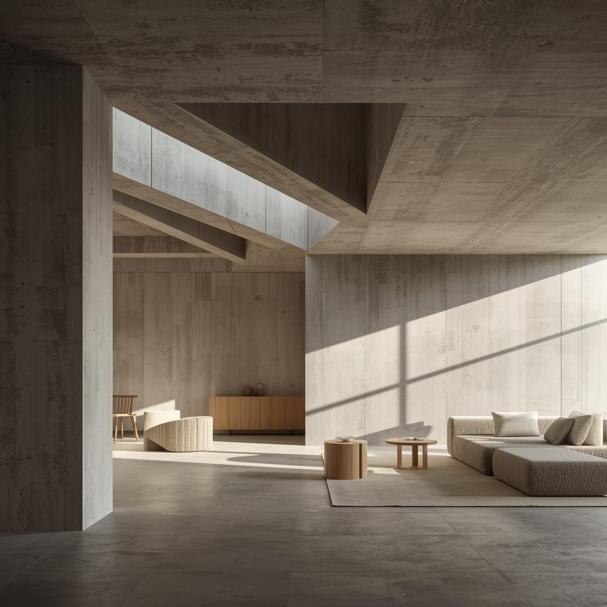 the interior of modern and soft lighting with furniture