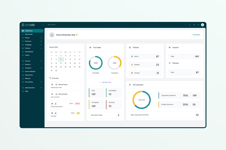 CRM Tool Insurance Industry Product UX UI Design