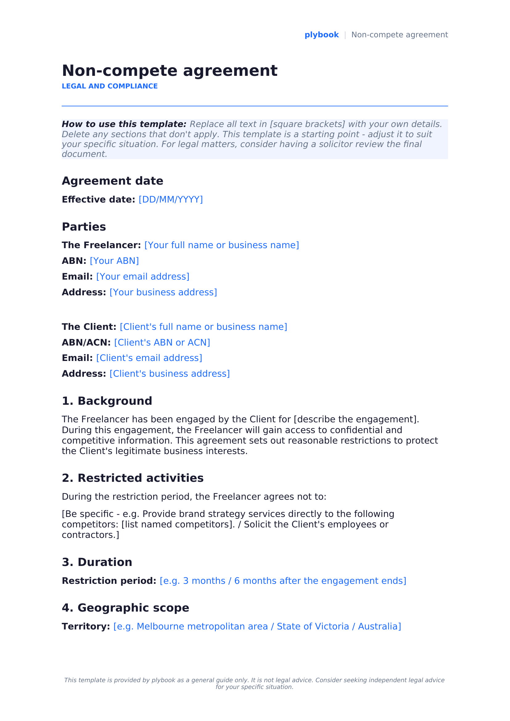 Non-compete agreement