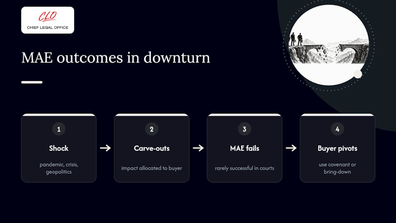 What happens to MAE clauses when the economy breaks — overview diagram