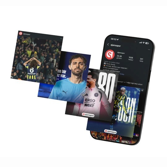 Dynamic floating UI mockups of sports media applications for Saran Broadcasting.