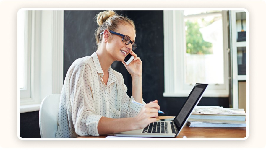 woman working on a laptop