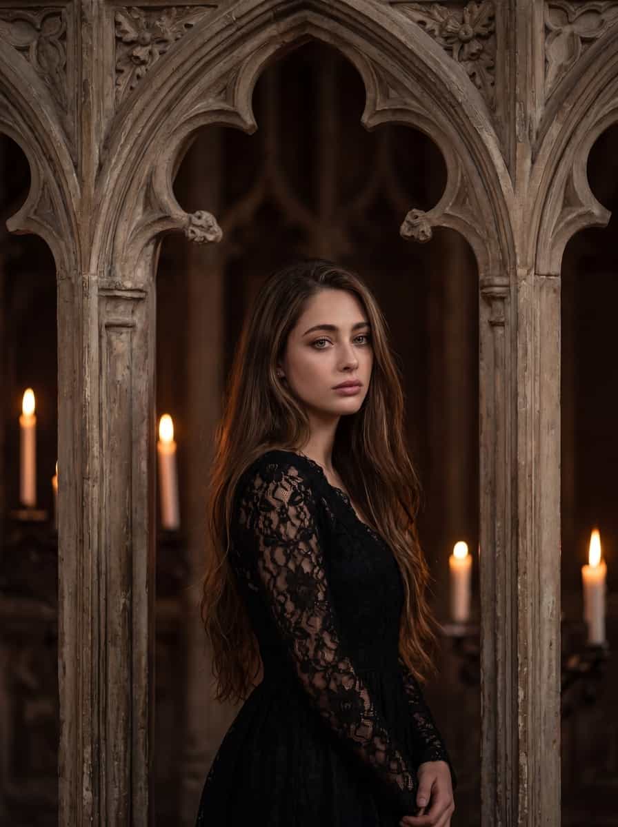aesthetic generator dark gothic portrait with candlelight atmosphere