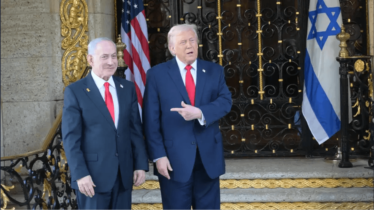U.S. President Donald Trump and Israeli Prime Minister Benjamin Netanyahu meet at Mar-a-Lago in Palm Beach, Fla., Dec. 29, 2025. Photo courtesy Amos Ben-Gershom/GPO.