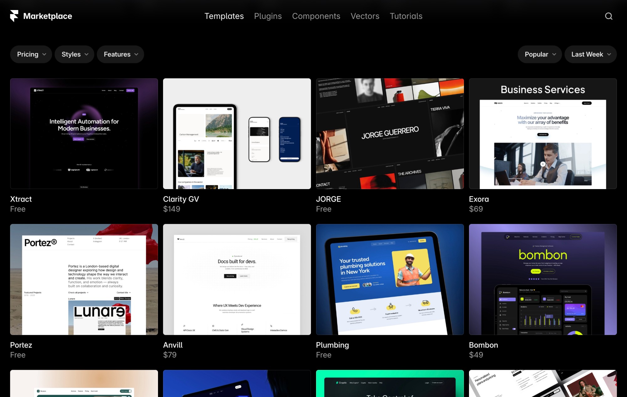 Framer marketplace templates
