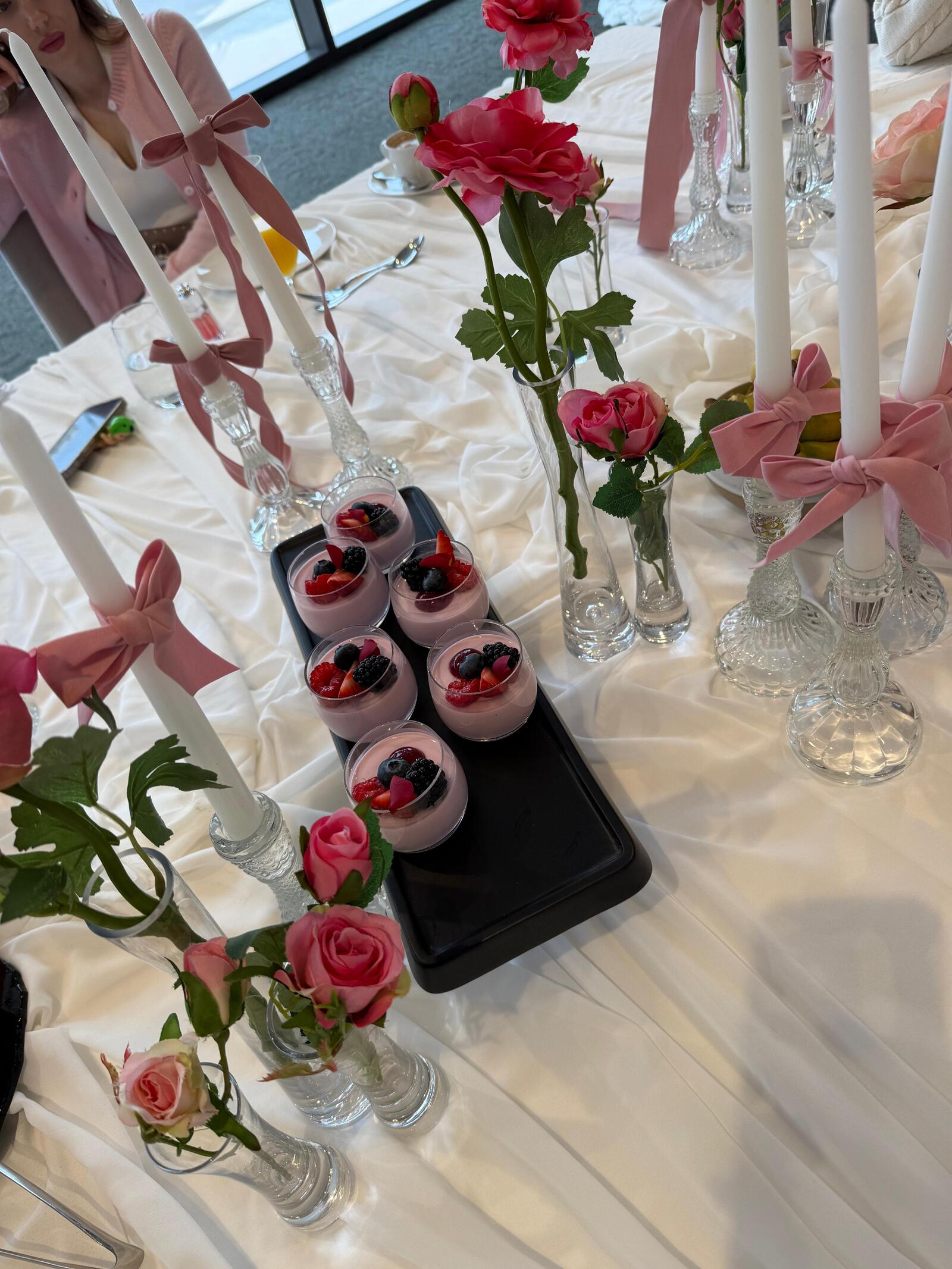pink desserts on a table