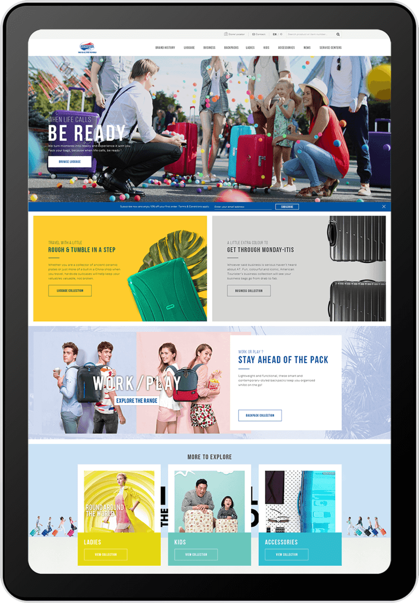 American Tourister homepage