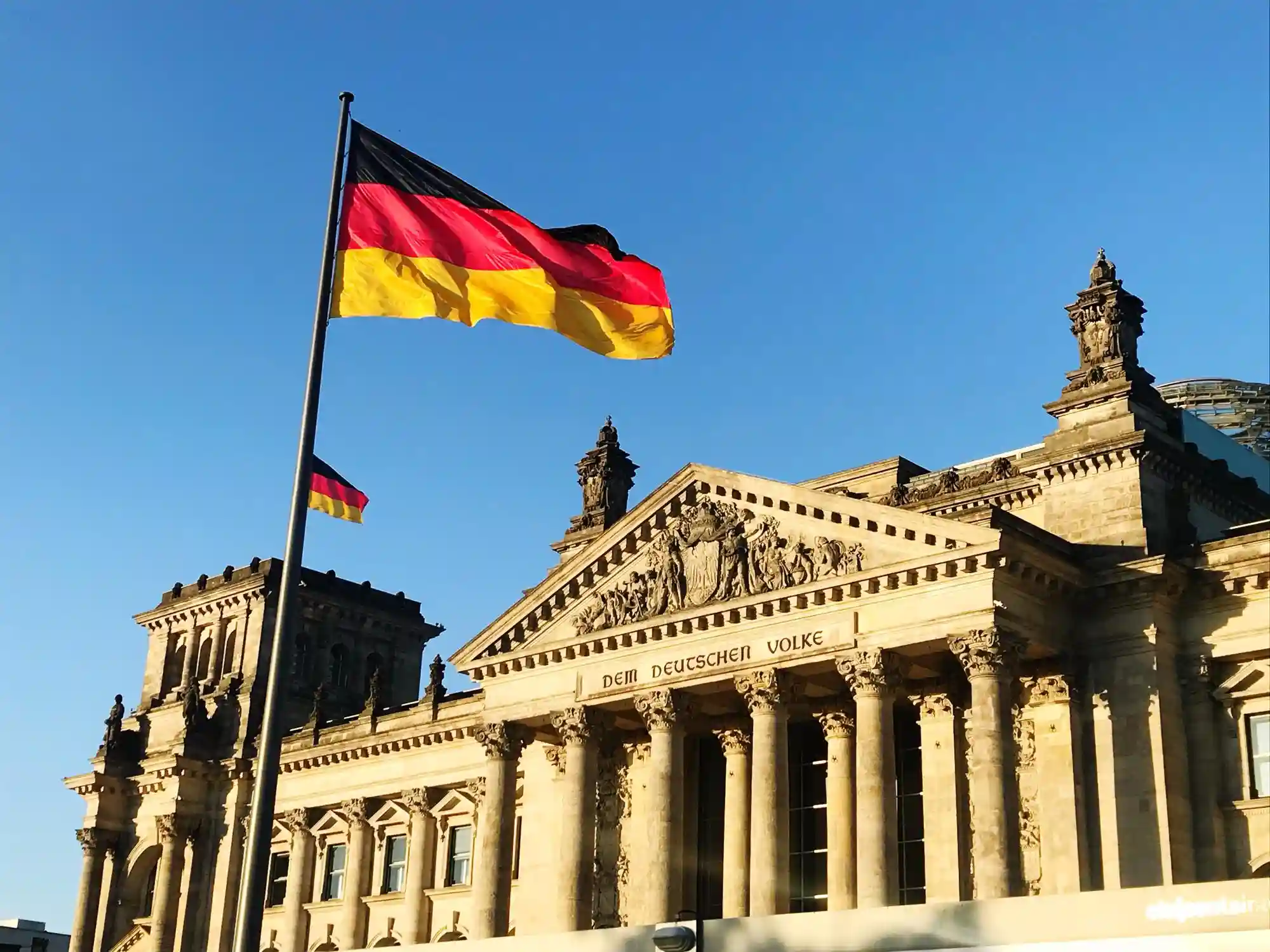 The German flag in Berlin, symbolizing the new market where TikTok Shop has rapidly become a top 25 retailer.