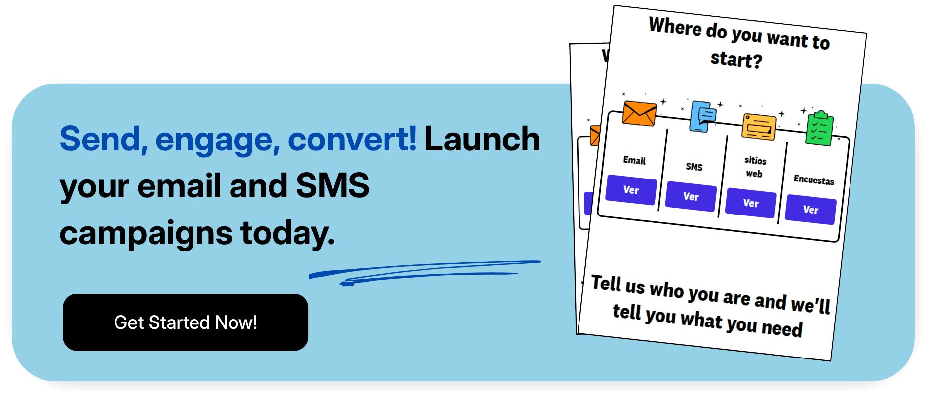 xCall-to-action banner encouraging businesses to launch email and SMS marketing campaigns with Coozmoo.