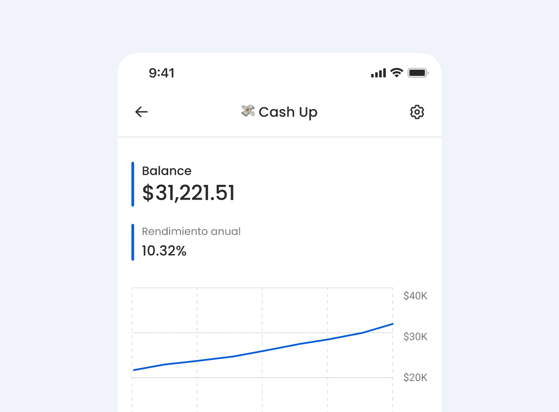 App de Fintual mostrando Cash Up