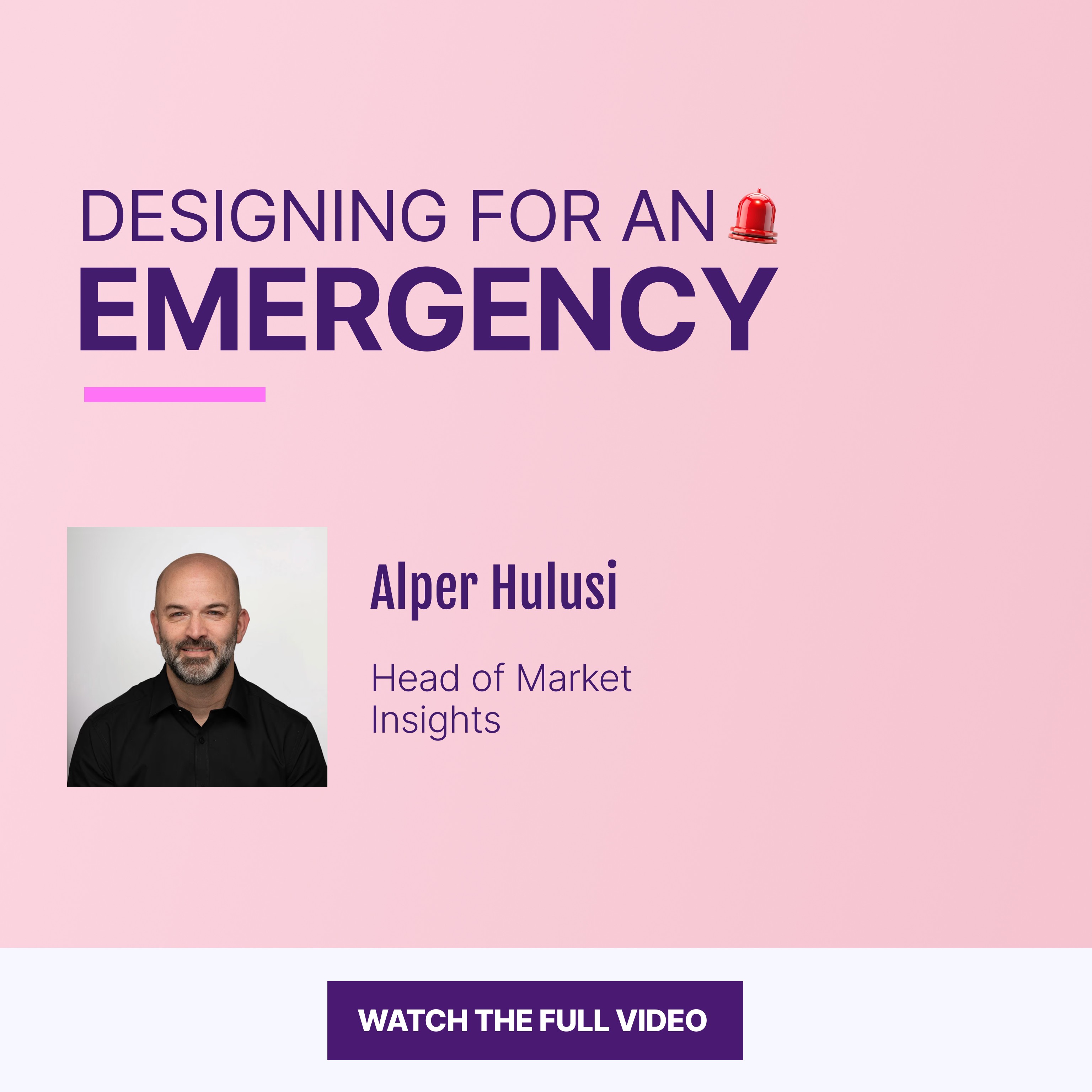ClariMed webinar promotional graphic for 'Designing for an Emergency' on June 25, 2025, featuring speaker Alper Hulusi, Head of Market Insights, with an emergency-themed design including an ambulance siren icon.