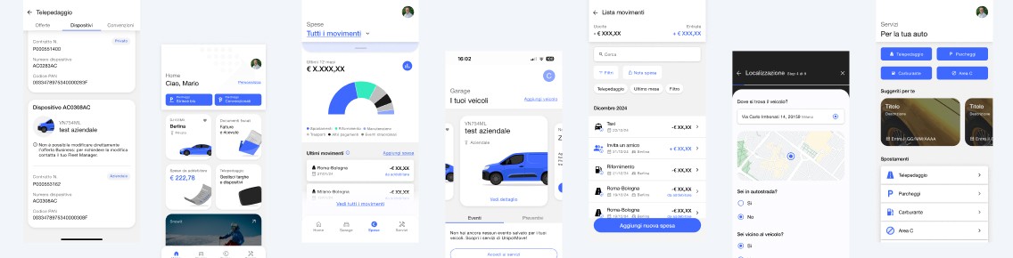 Schermate dell’app mobile progettata per una nuova esperienza omnicanale.