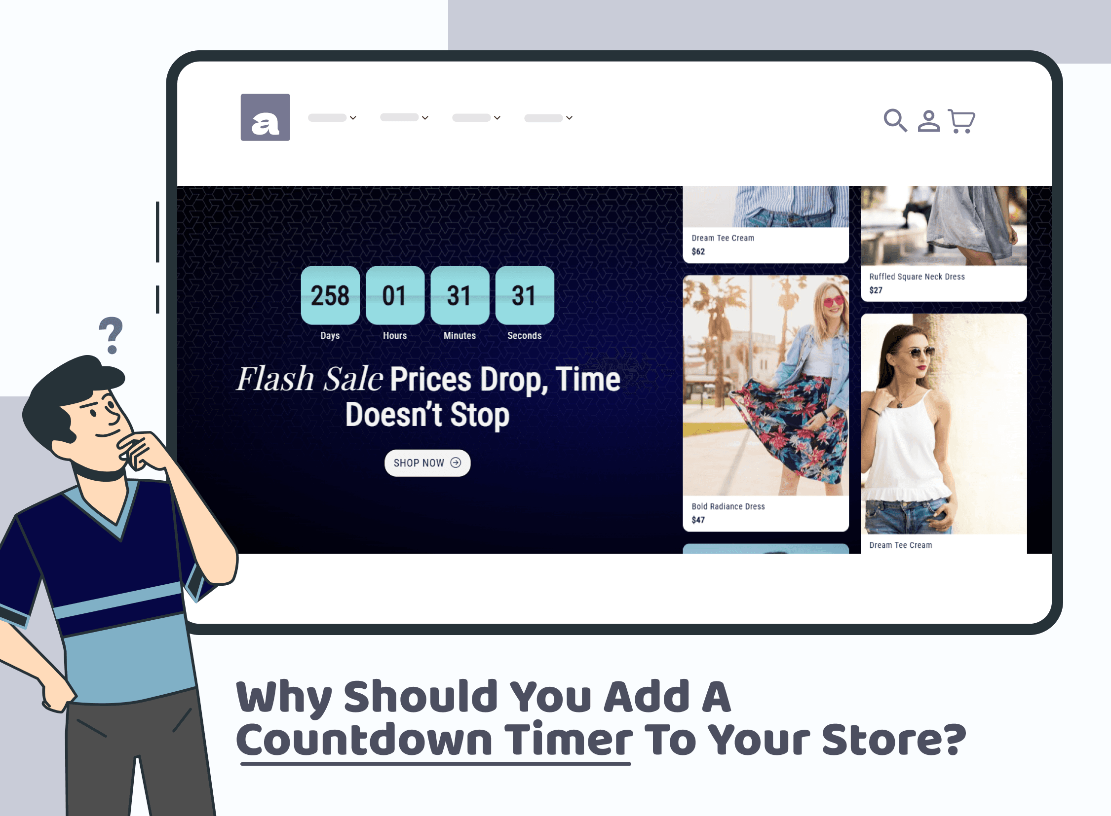 Shopify store banner with countdown timer for a flash sale promotion