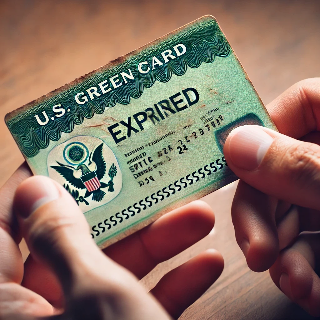 A flowchart illustrating the green card renewal process, from filing Form I-90, attending a biometrics appointment, waiting for processing, to receiving the renewed green card.