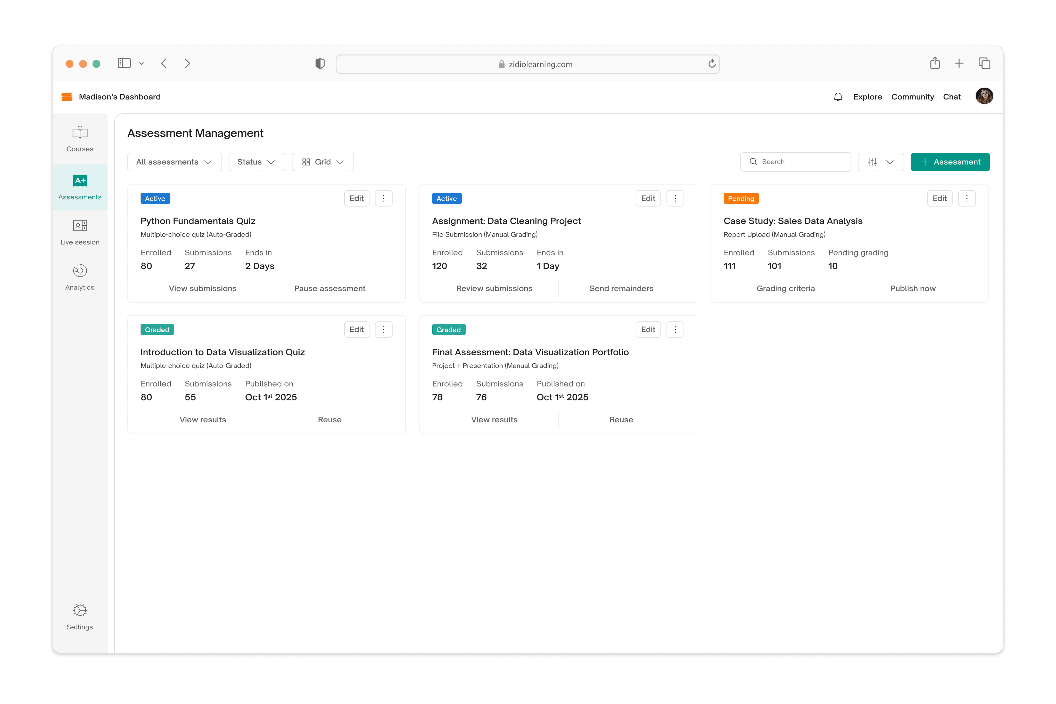 Tutor assessment-hi-fi mockup