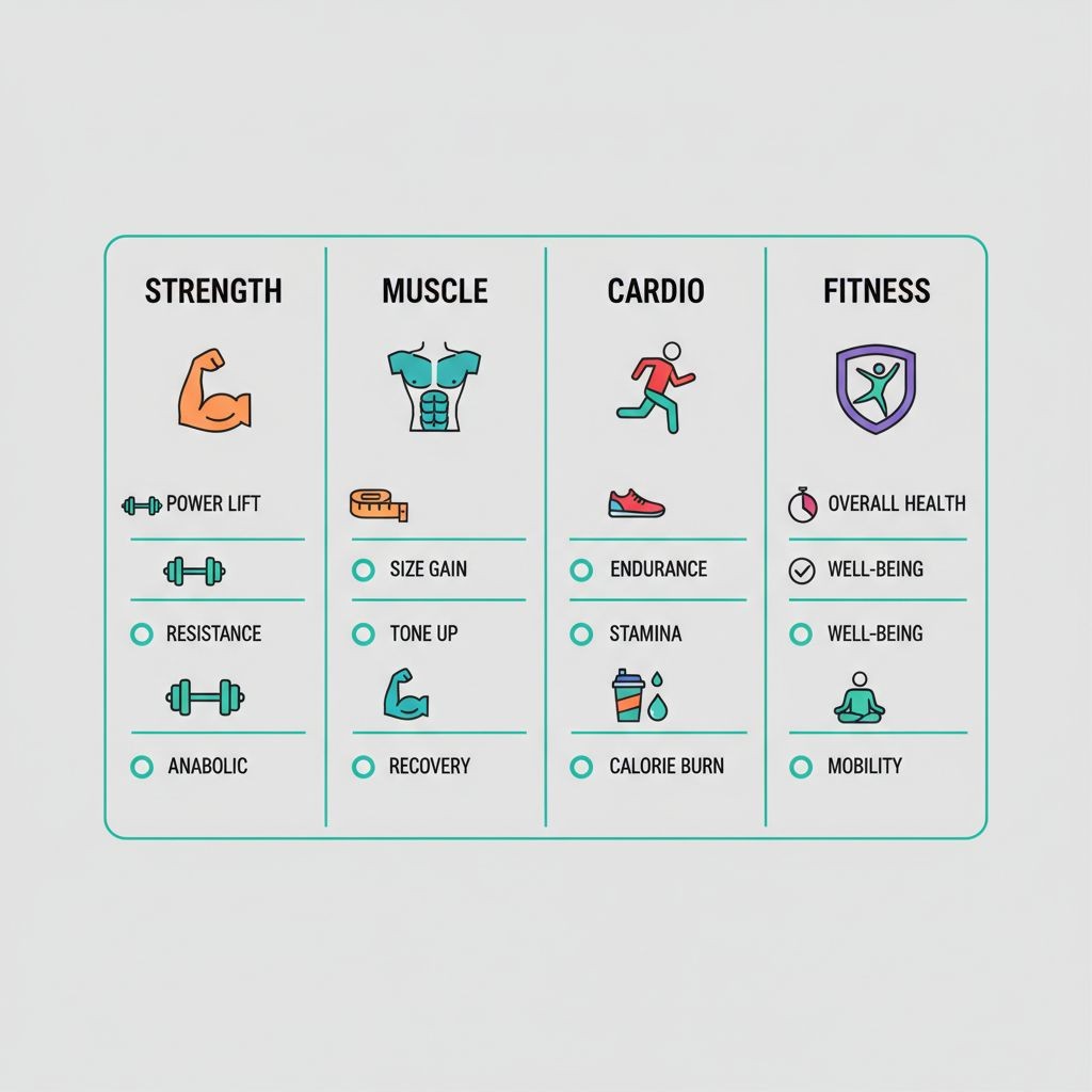 Comparison chart of key fitness metrics for different workout goals