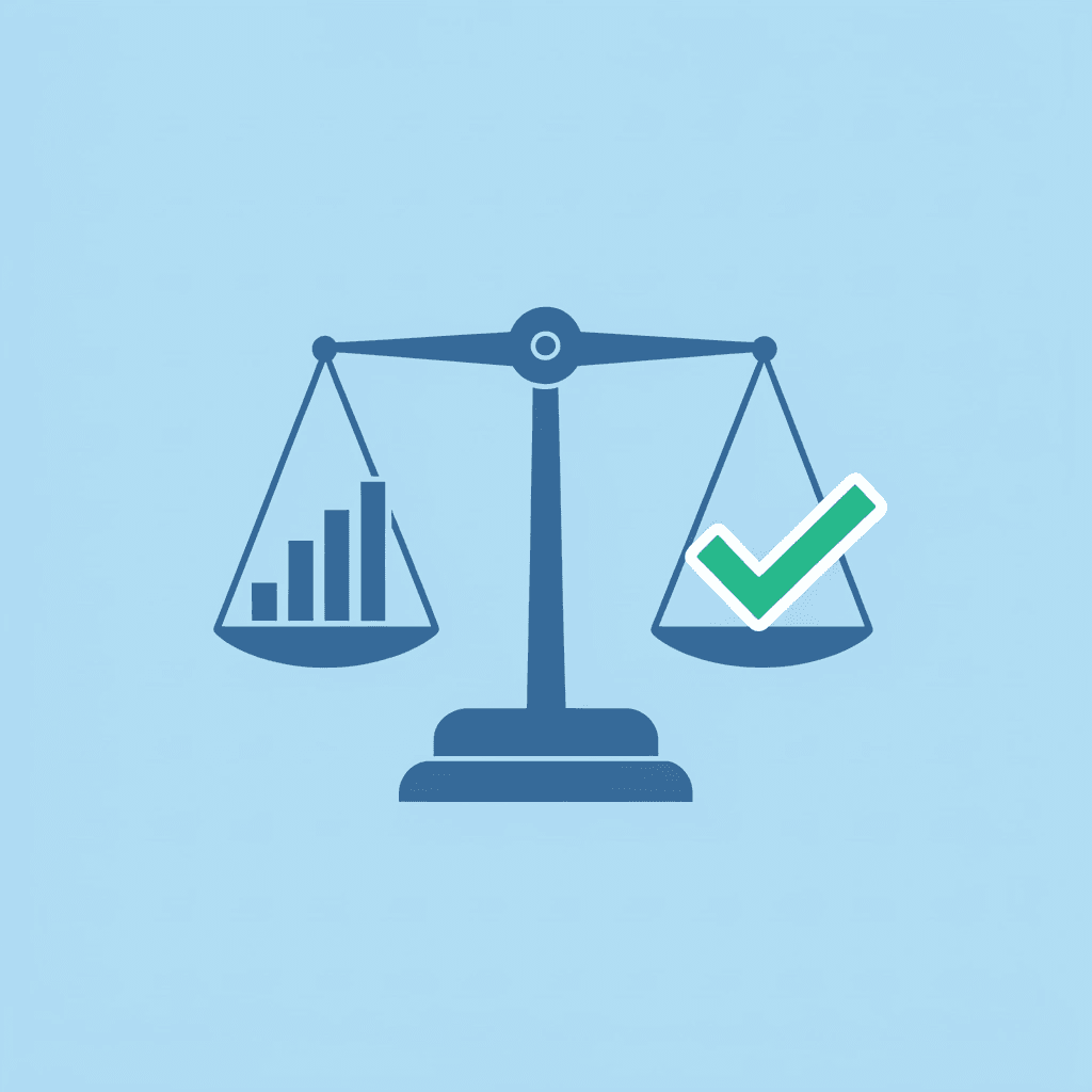Balance scale comparing 60% faster project completion on one side and 40% fewer formatting errors on the other