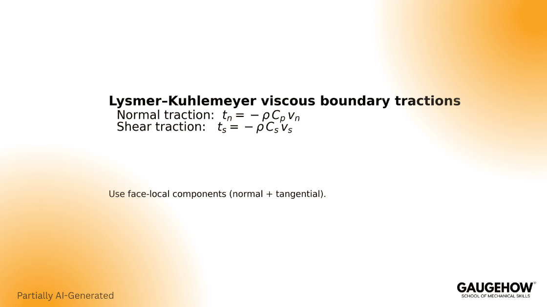 Lysmer Kuhlemeyer viscous boundary traction equations