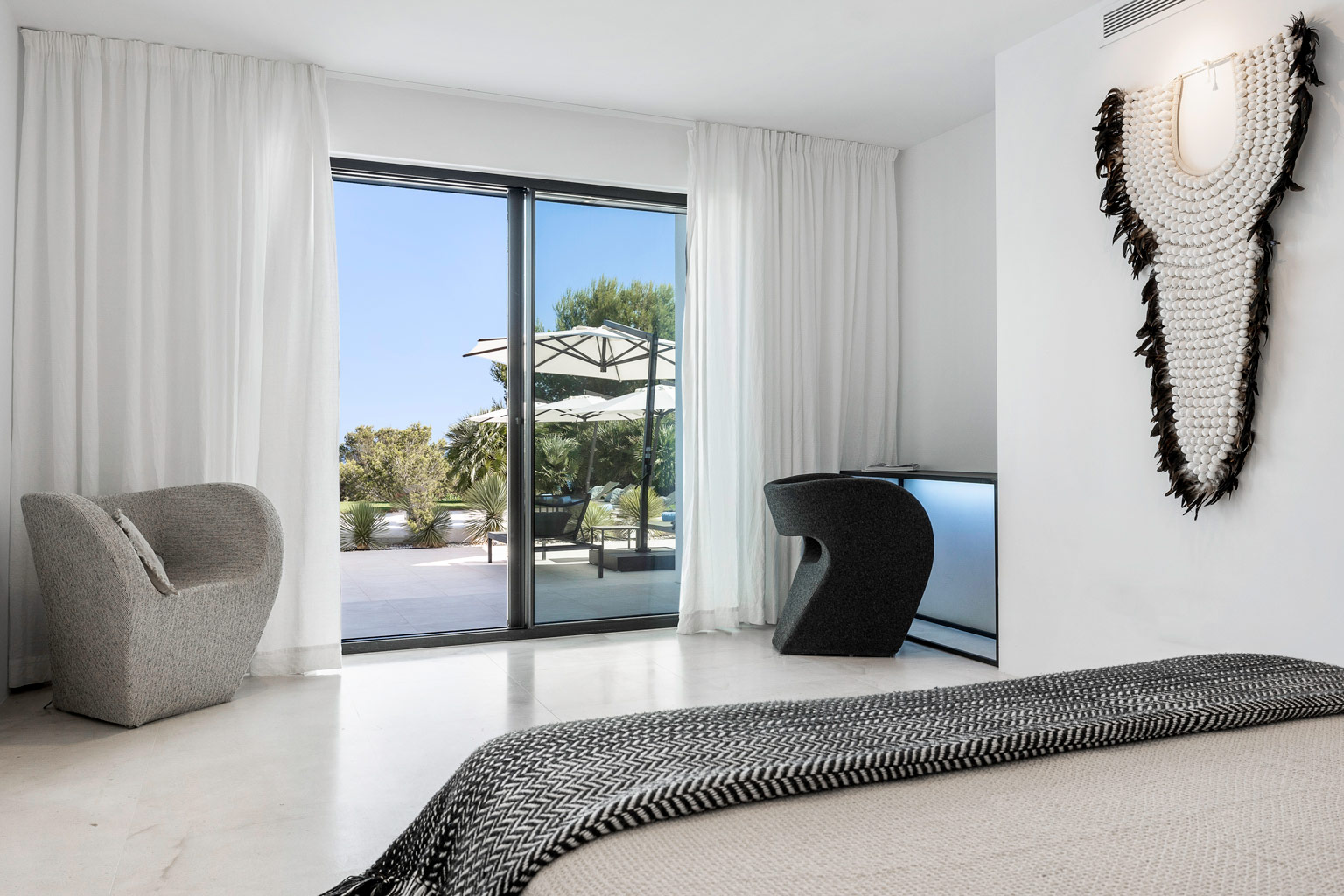 Suite Two sea view bedroom at exclusive luxury villa Ibiza, private VIP holiday villa