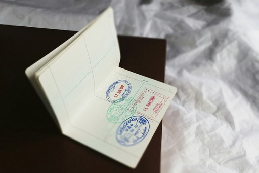 a close up of a piece of paper with stamps on it, illustrating a visa