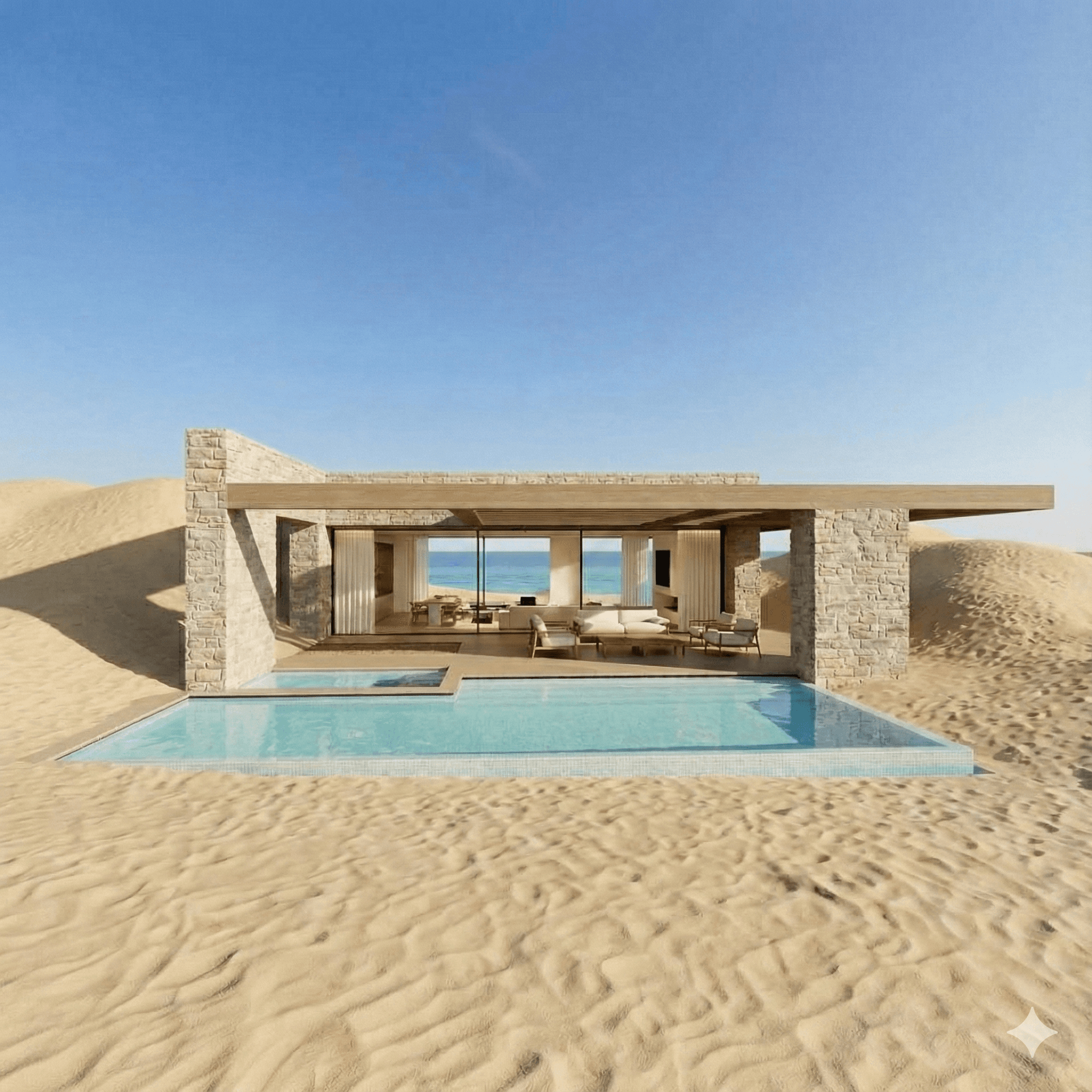 modern living room and kitchen with wooden cabinets and soft natural light