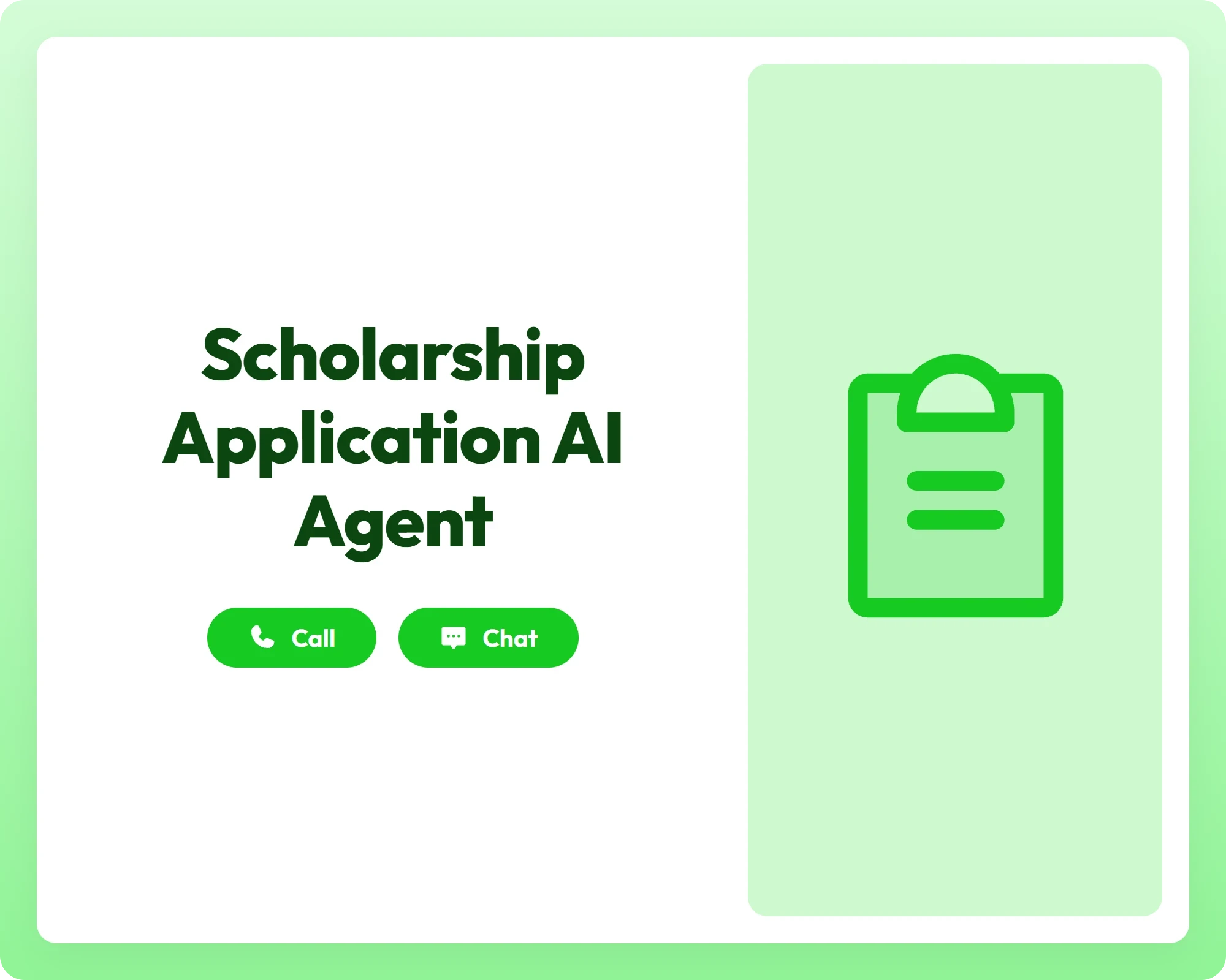 scholarship application ai job application agent supports call and chat with a clipboard icon panel for organized…