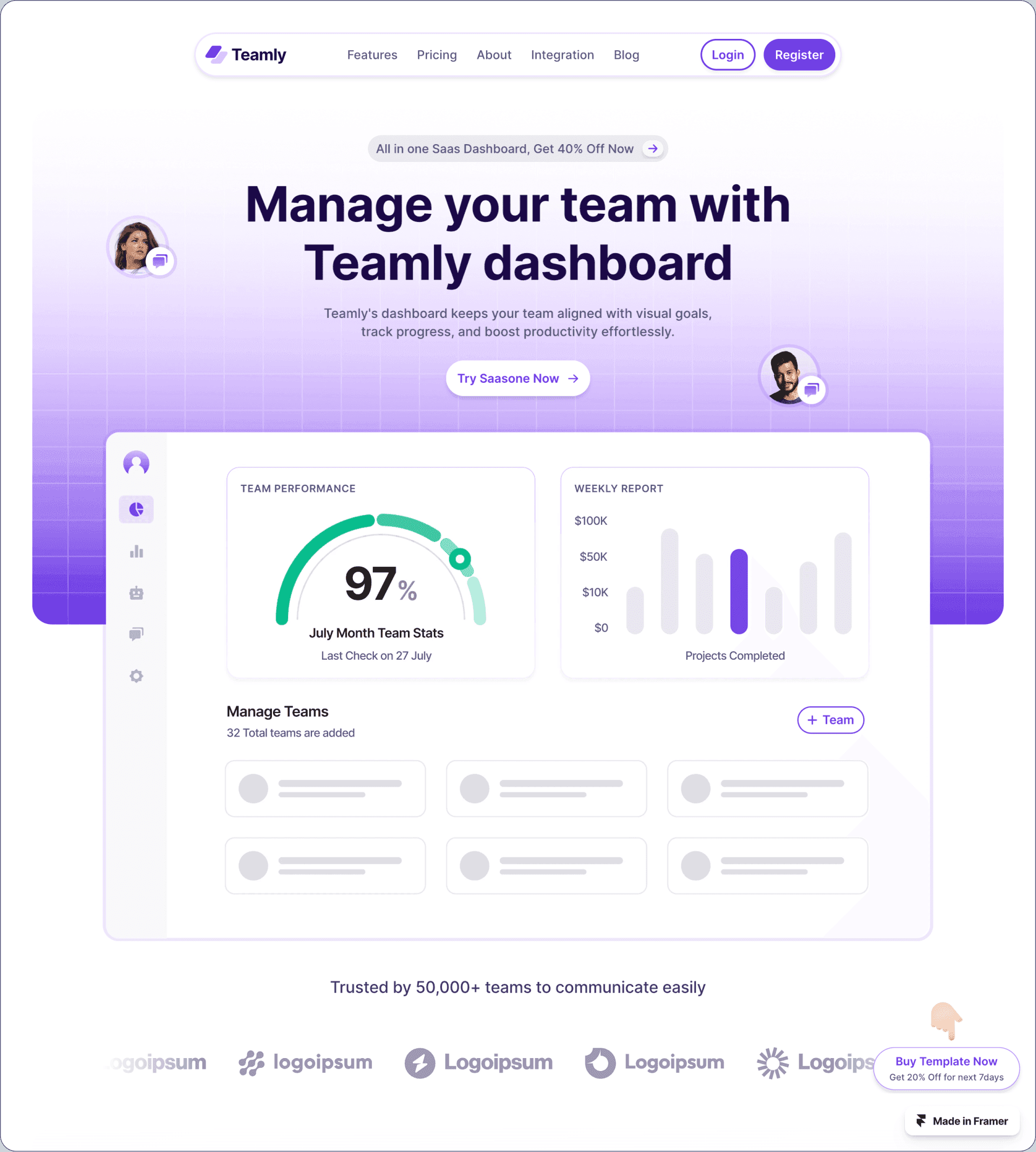 Teamly Framer template