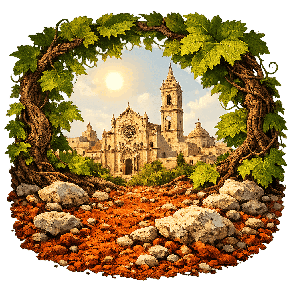 Detailed graphic of the Manduria wine region.